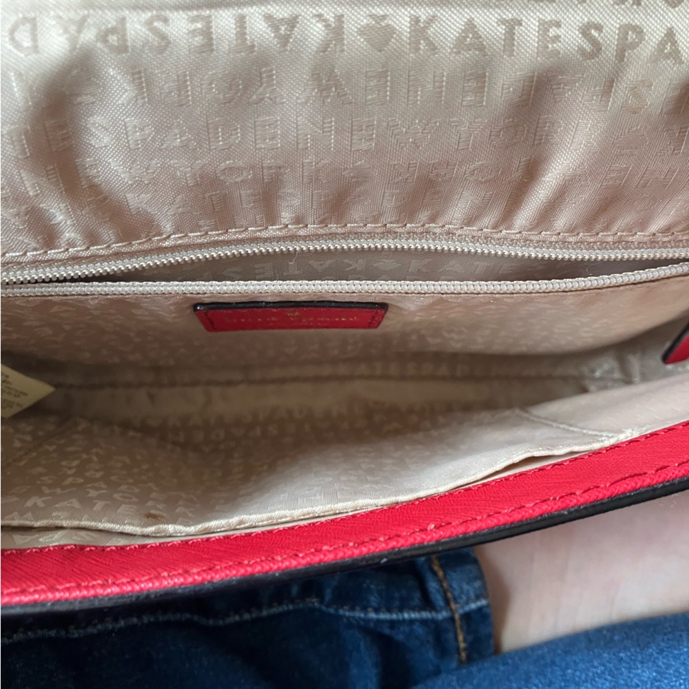 Kate Spade Scarlet Red Leather Chain Strap Crossbody Purse - Picture 9 of 10